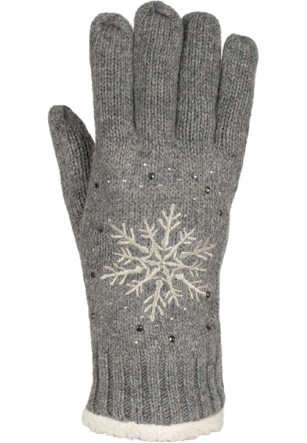 Stylebreaker Strickhandschuhe mit Schneeflocke, Strass und Fleece Valentinstagsangebot