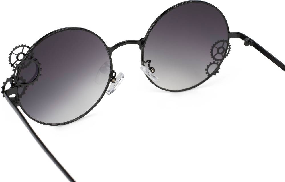 Stylebreaker Runde Sonnenbrille mit Zahnrad Applikation Letzte 3 Tage