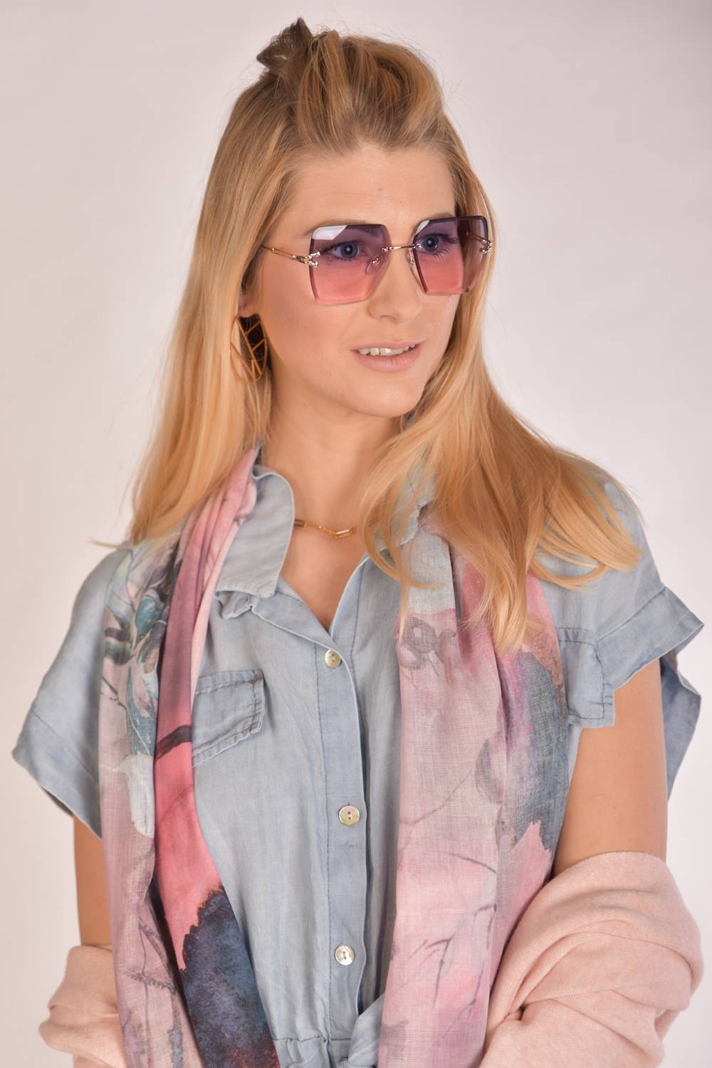 Stylebreaker Rahmenlose Rechteckige Sonnenbrille mit Diamant Schliff Letzter Tag