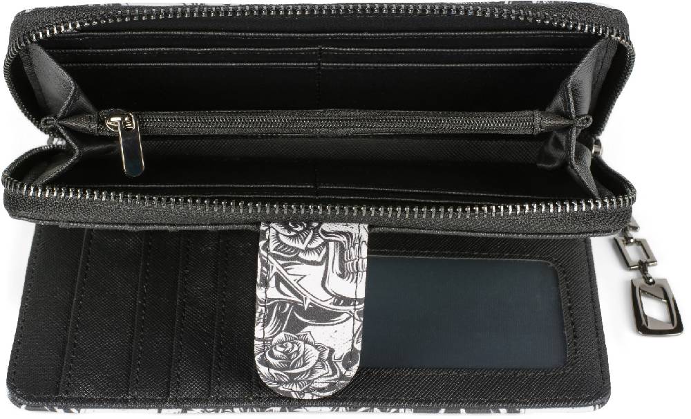 Stylebreaker Große Geldbörse Totenkopf Rosen Muster Speichern exportieren