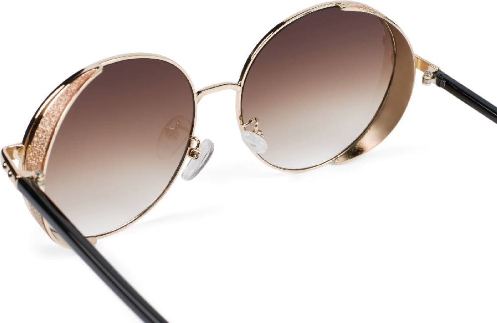 Stylebreaker Runde Sonnenbrille mit Glitzer Side Shield Fabrikverkauf