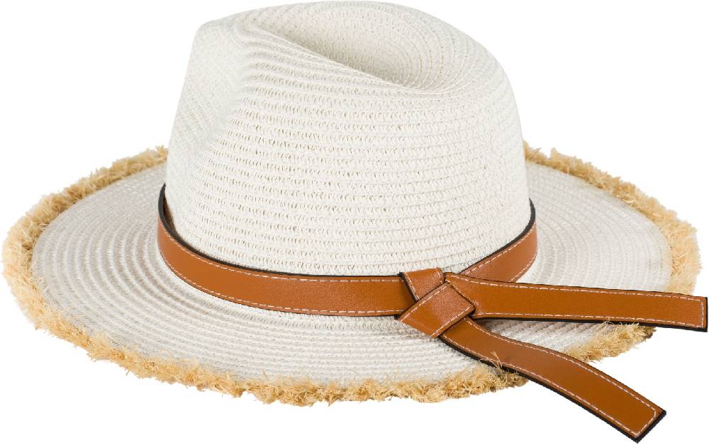 Stylebreaker Strohhut mit ausgefranster Krempe Fabrikpreis
