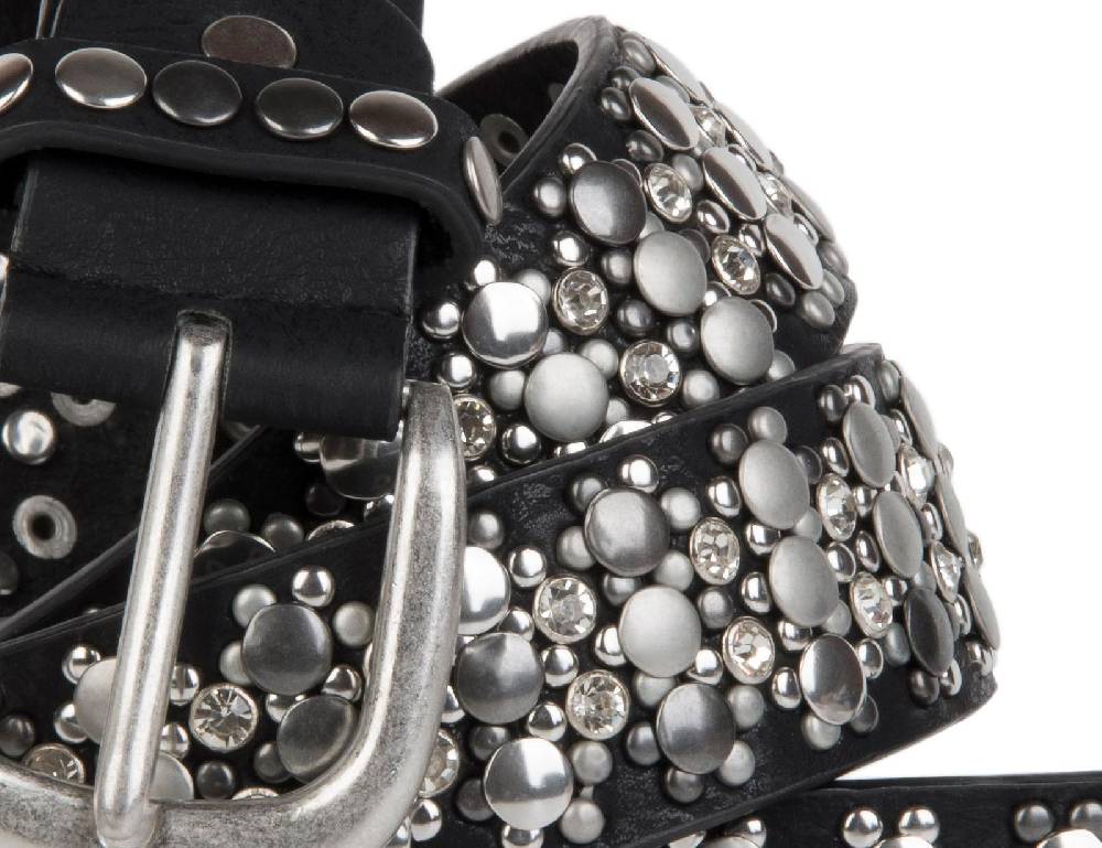 Stylebreaker Gürtel mit verschiedenen Nieten und Strass Begrenztes Angebot