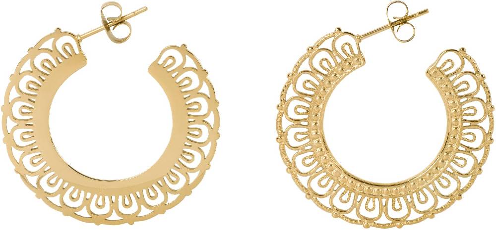 Stylebreaker Edelstahl Creolen Ohrringe mit Ornament Verzierung Blitzangebot