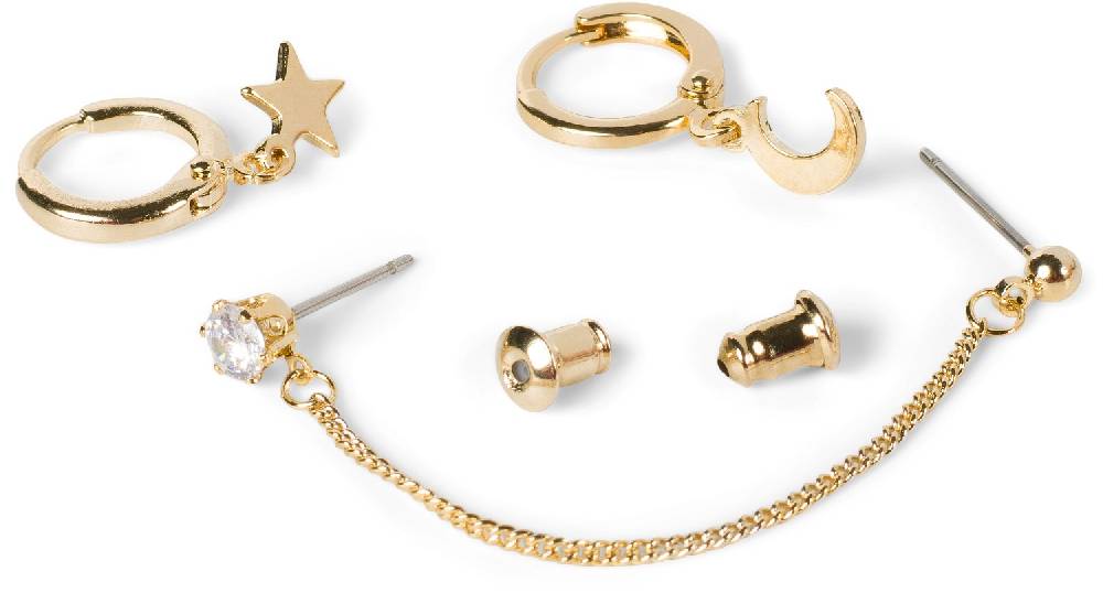 Stylebreaker 4-Teiliges Hoops und Ohrstecker Set mit Strass Große Rabatte