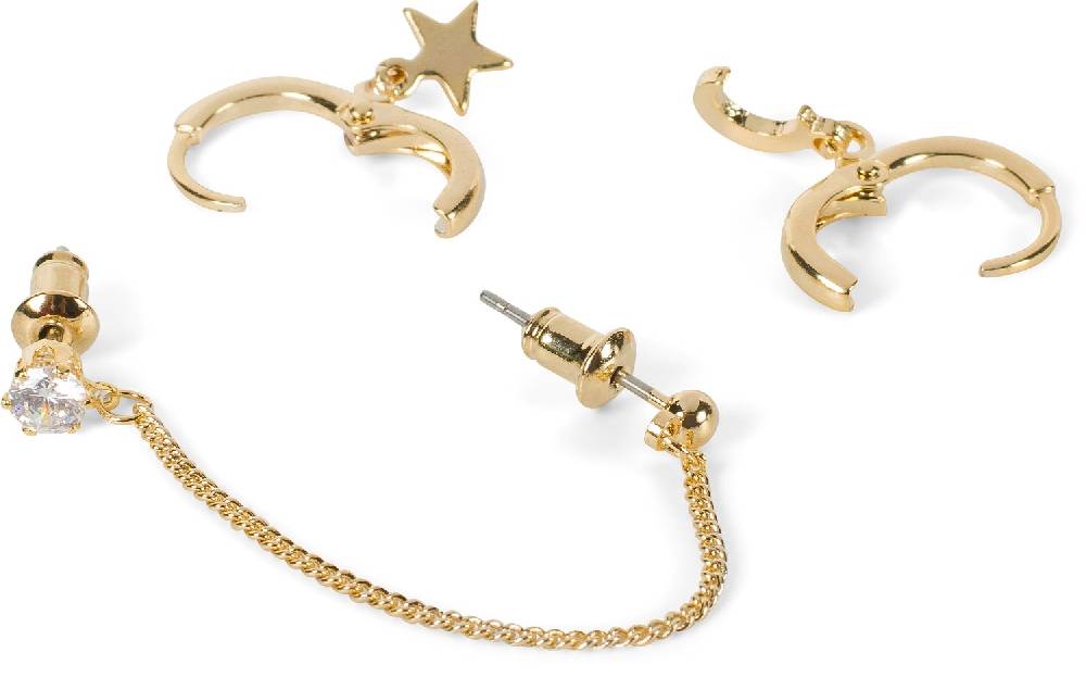 Stylebreaker 4-Teiliges Hoops und Ohrstecker Set mit Strass Große Rabatte