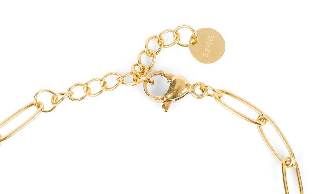 Stylebreaker Edelstahl Glieder Armkette mit Ring Anhängern Saisonale Angebote