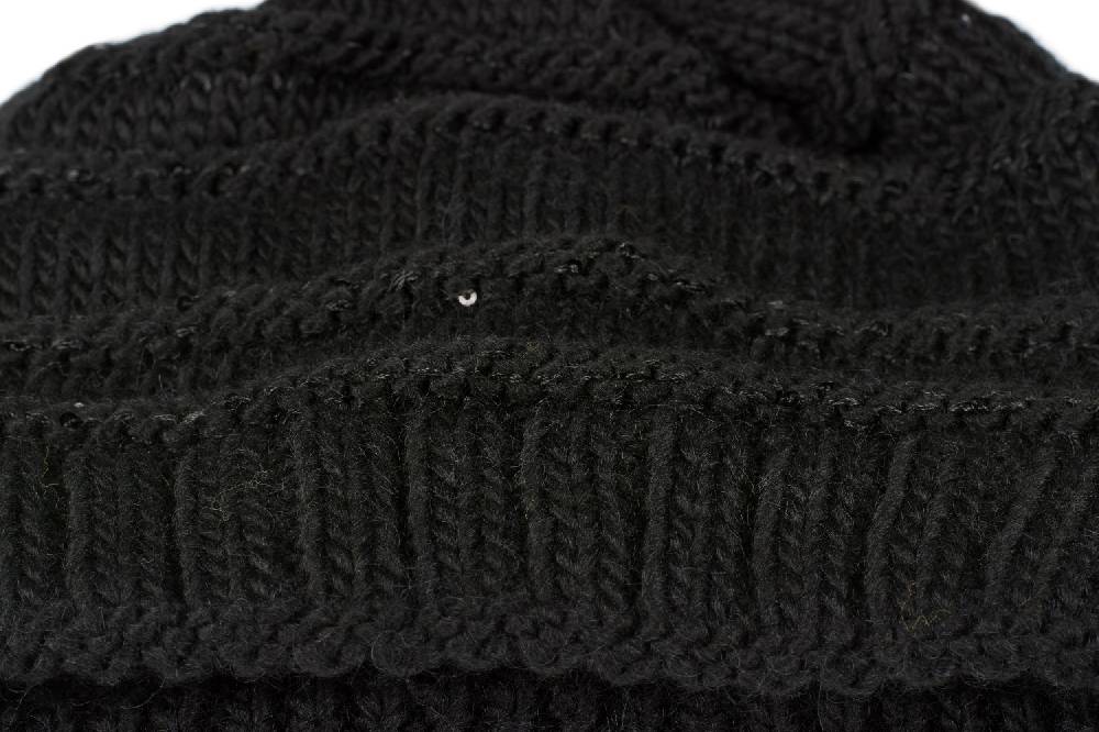 Stylebreaker Strickmütze mit Pailletten für Pferdeschwanz Fabrikladen