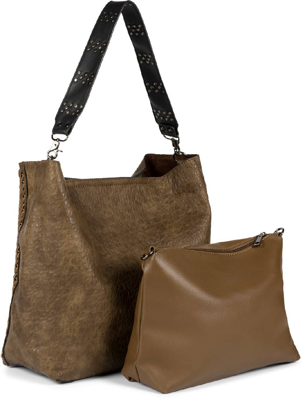 Stylebreaker 2 in 1 Schultertasche mit Nietengurt und Innentasche 50% Rabatt für begrenzte Zeit