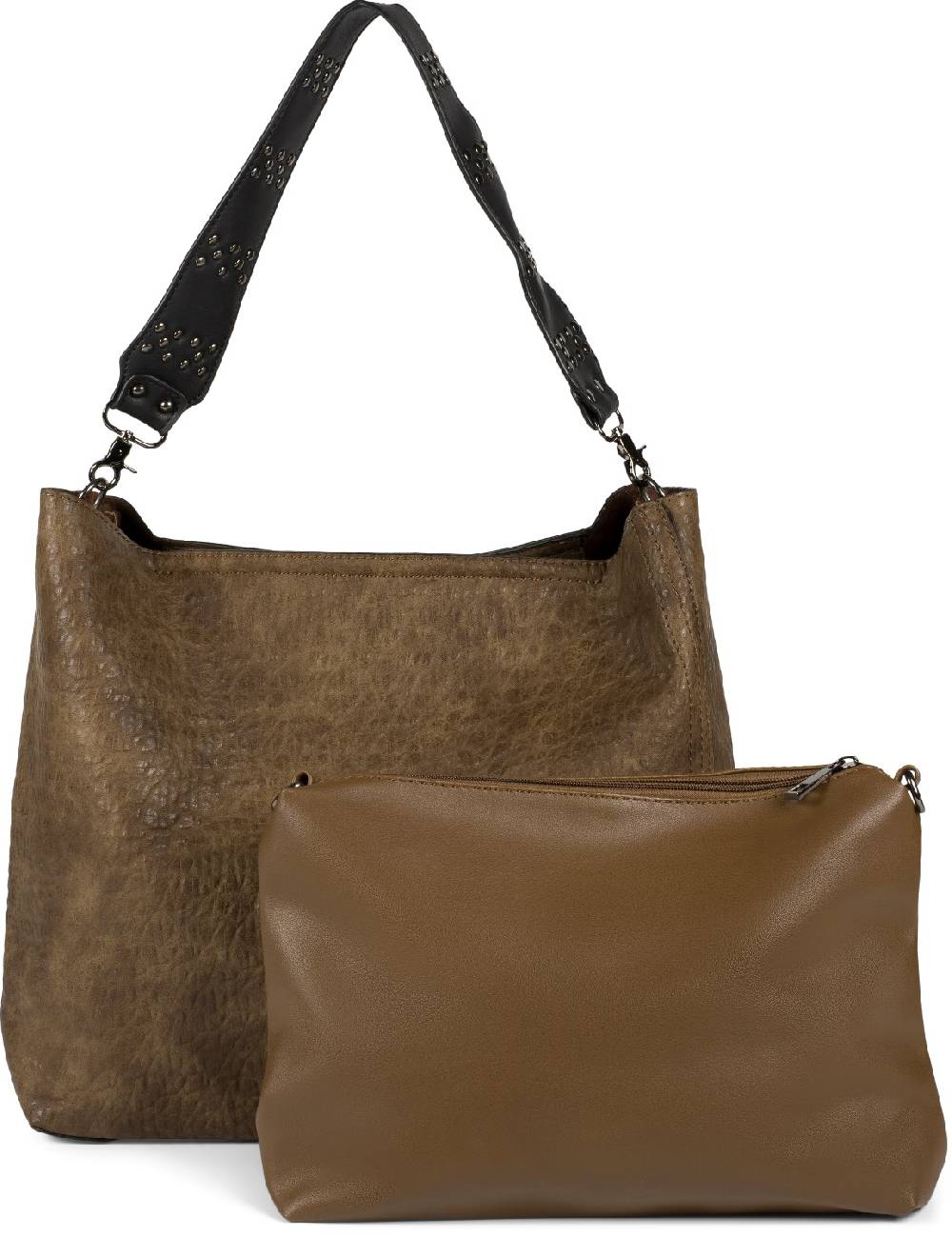 Stylebreaker 2 in 1 Schultertasche mit Nietengurt und Innentasche 50% Rabatt für begrenzte Zeit