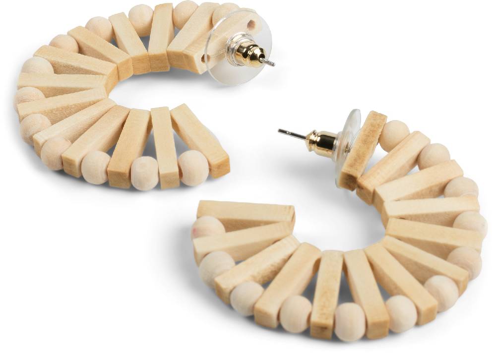 Stylebreaker Holz Creolen Ohrringe mit Perlen und Stäbchen Cyber Monday
