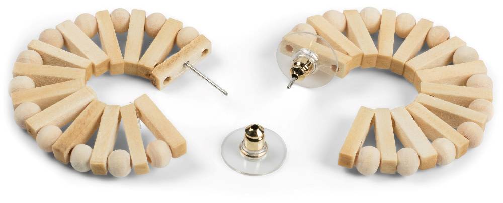 Stylebreaker Holz Creolen Ohrringe mit Perlen und Stäbchen Cyber Monday