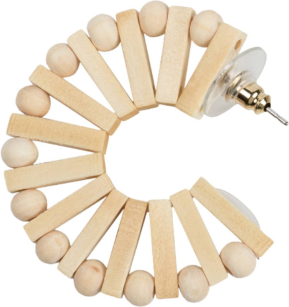 Stylebreaker Holz Creolen Ohrringe mit Perlen und Stäbchen Cyber Monday