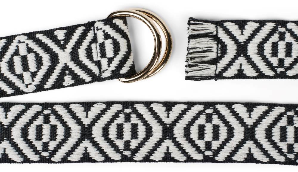 Stylebreaker Stoff Gürtel mit Azteken Muster und D-Ring Schnalle Große Rabatte