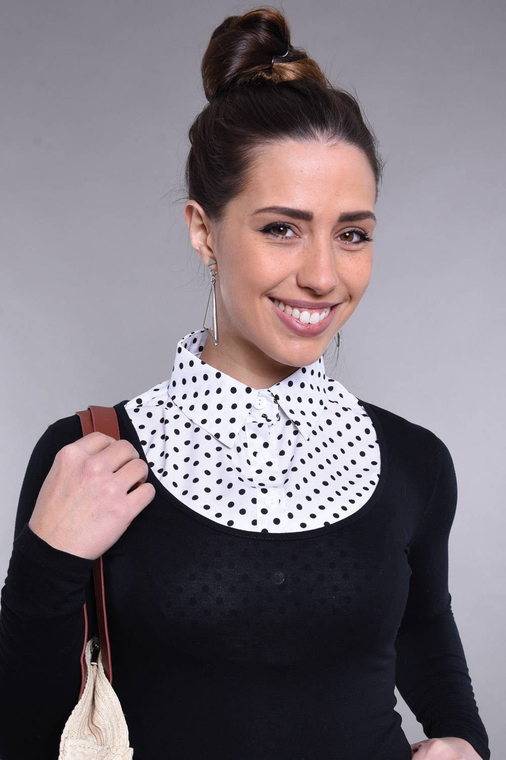 Stylebreaker Blusenkragen mit Punkte Muster Sonderangebot der Fabrik