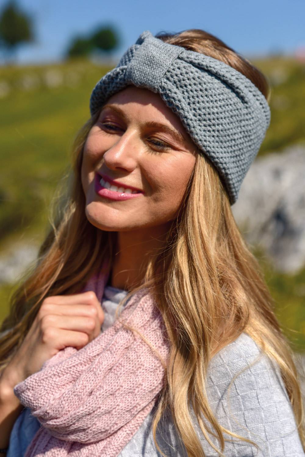 Stylebreaker Stirnband mit Knoten und Perl Strickmuster Begrenztes Angebot