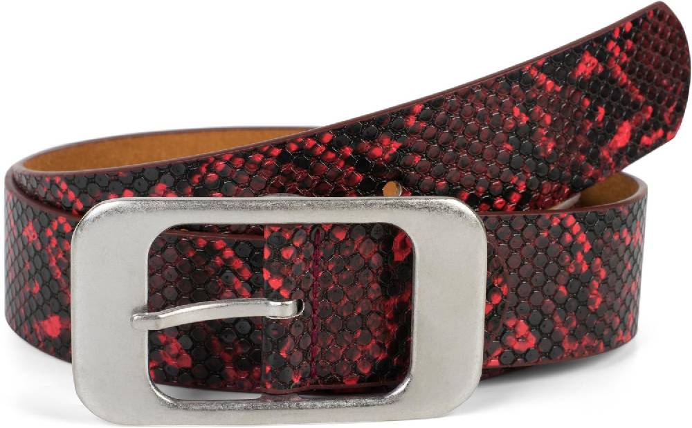 Stylebreaker Gürtel Schlangenleder Optik mit großer rechteckiger Schnalle Cyber Monday