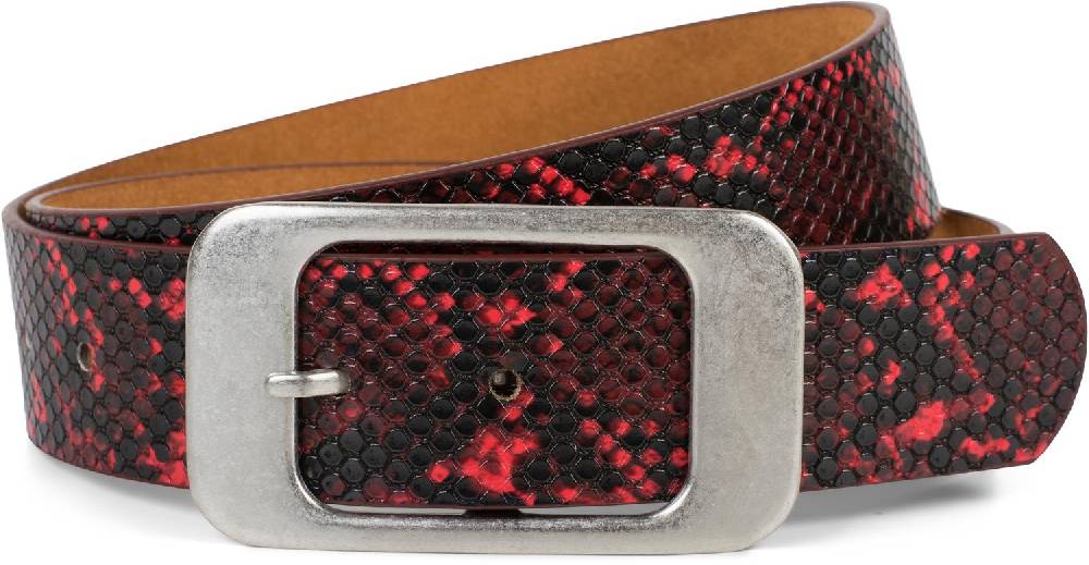 Stylebreaker Gürtel Schlangenleder Optik mit großer rechteckiger Schnalle Cyber Monday
