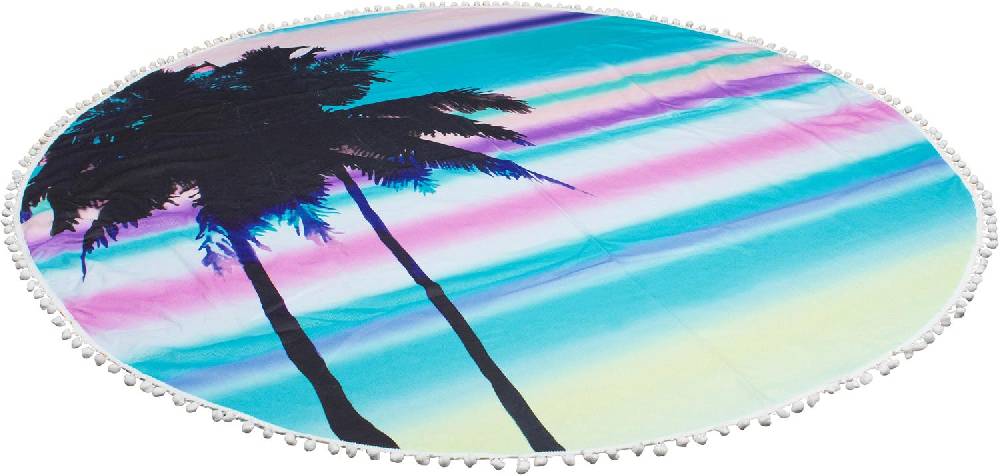 Stylebreaker Rundes Strandtuch mit Palmen und Sonnenuntergang Lagerräumung