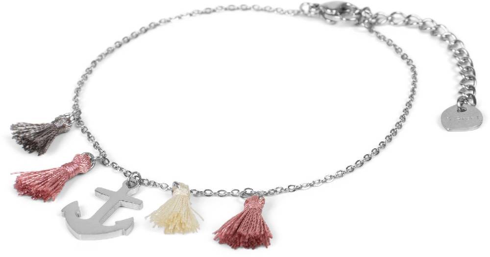Stylebreaker Edelstahl Armkette mit Anker Charm und Quasten VIP-Rabatte