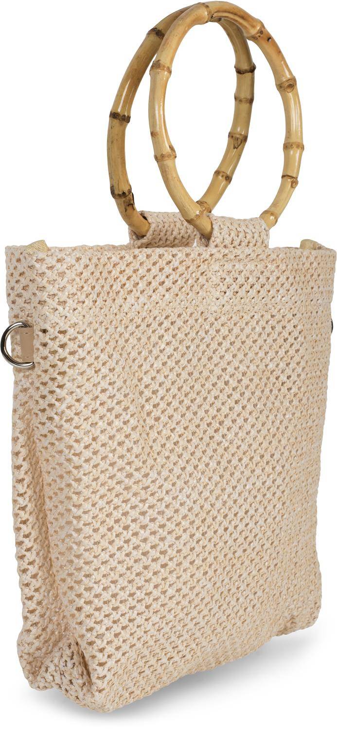 Stylebreaker Henkeltasche mit Bambus Henkel in Häkel Optik Zeitbegrenzte Promotion