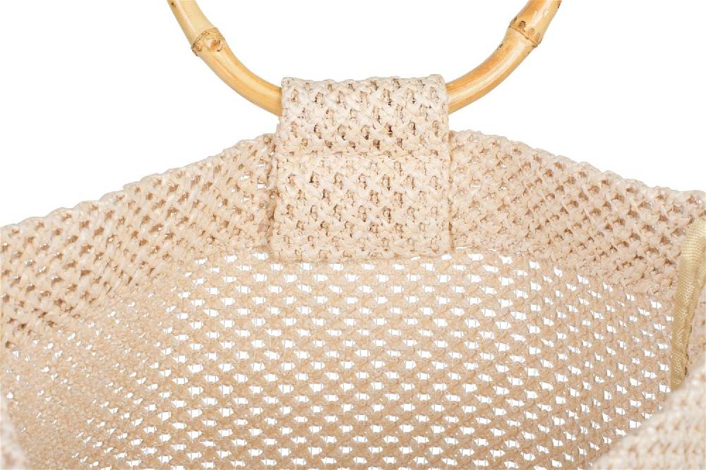 Stylebreaker Henkeltasche mit Bambus Henkel in Häkel Optik Zeitbegrenzte Promotion