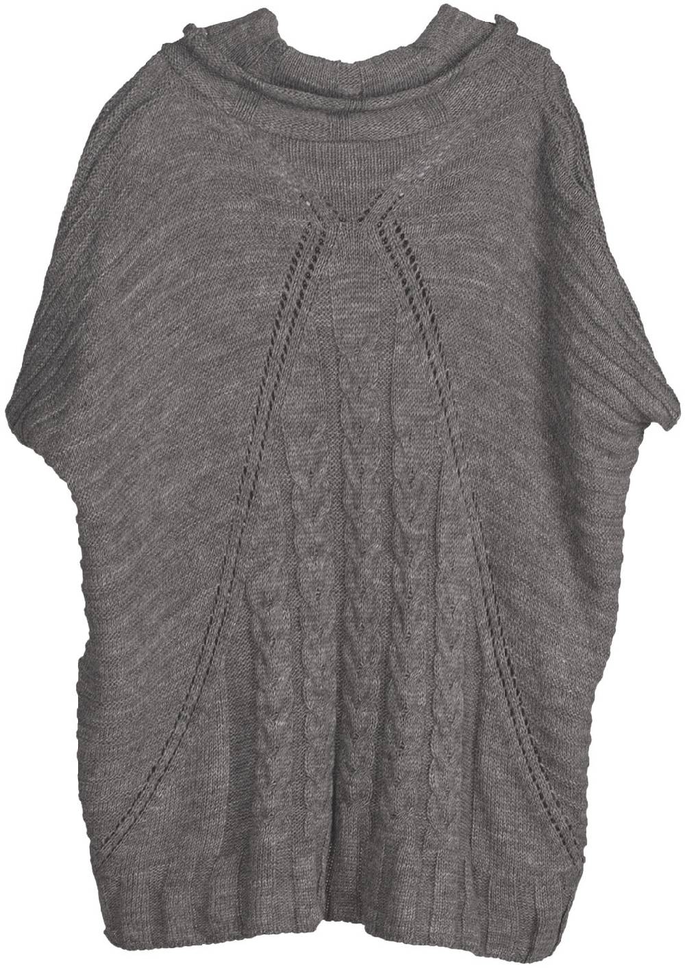 Stylebreaker Strick Poncho mit Zopfmuster Ärmeln und Schalkragen Verkauf