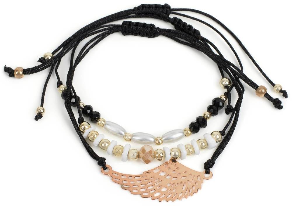 Stylebreaker Slider Armband 3er Set mit Flügel und Perlen Günstiger Verkauf