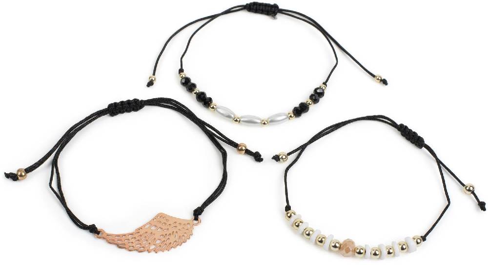 Stylebreaker Slider Armband 3er Set mit Flügel und Perlen Günstiger Verkauf