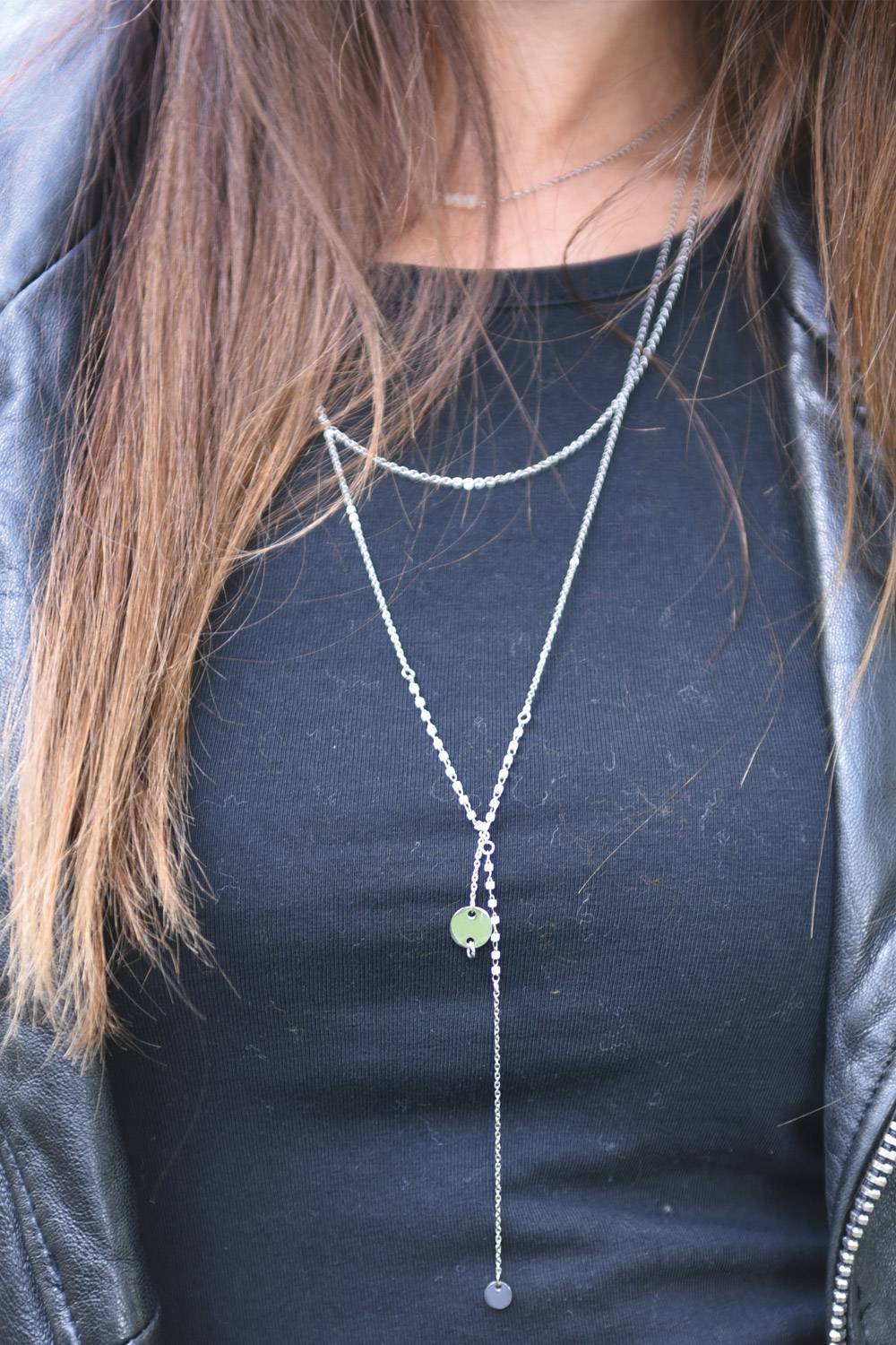 Stylebreaker Y Layer Halskette mit Perlen und runden Plaketten Fabrikverkauf