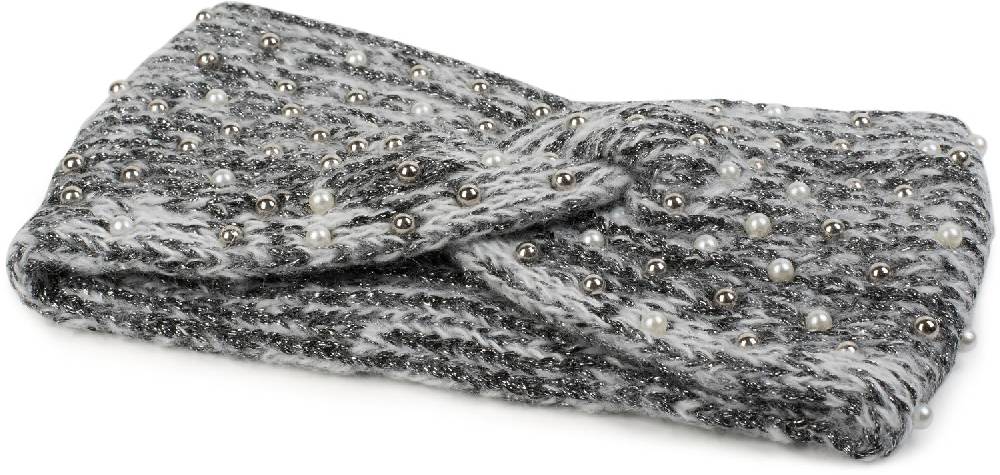 Stylebreaker Strick Stirnband Perlen Metallic Faden und Knoten Detail Fabrik Onlineshop