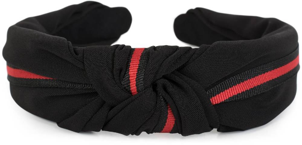 Stylebreaker Haarreif mit Band in Rot-Schwarz Großer Ausverkauf