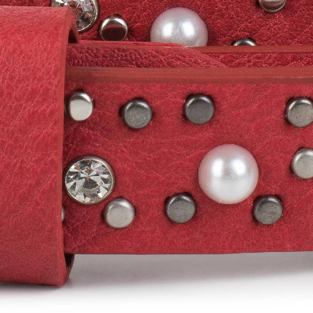 Stylebreaker Schmaler Nietengürtel mit Perlen und Strass Online Shopping
