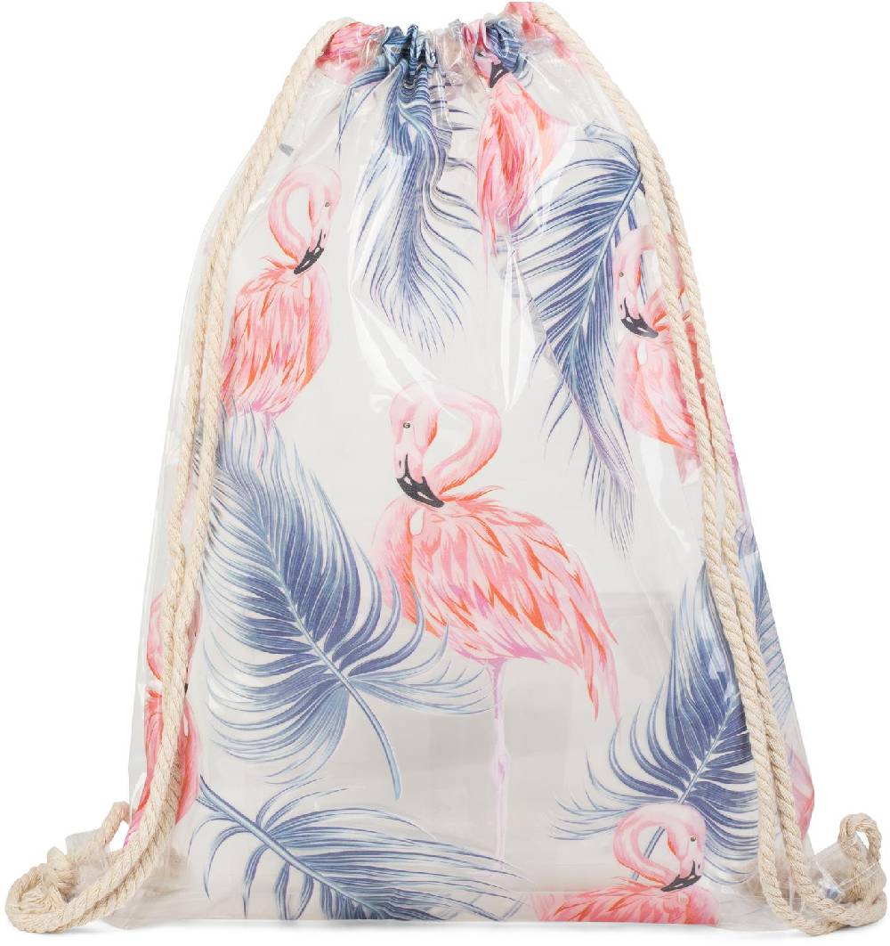 Stylebreaker Transparenter Turnbeutel mit Flamingo und Palmen Cyber Monday