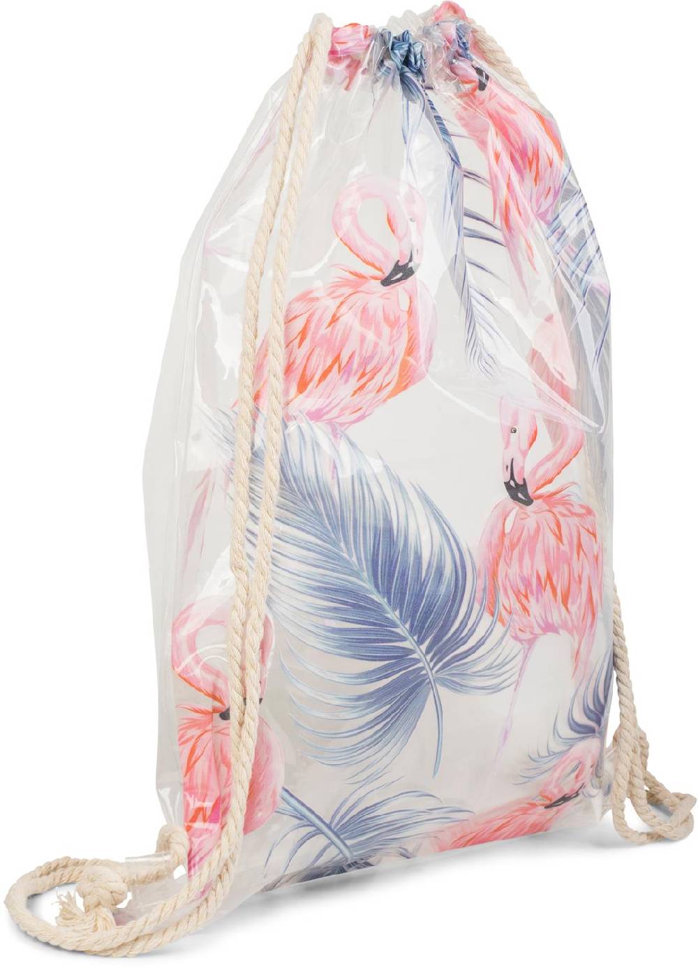 Stylebreaker Transparenter Turnbeutel mit Flamingo und Palmen Cyber Monday