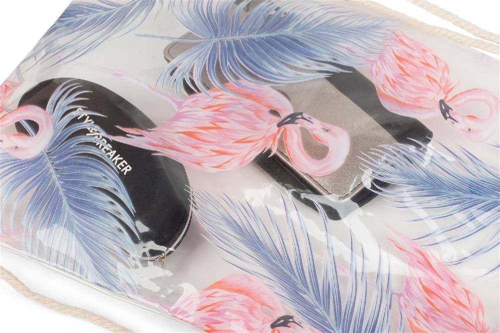 Stylebreaker Transparenter Turnbeutel mit Flamingo und Palmen Cyber Monday
