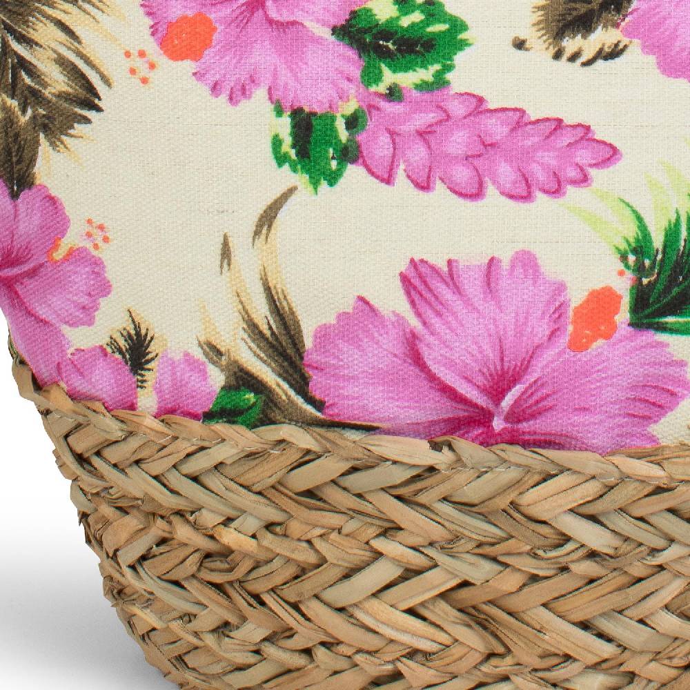 Stylebreaker Strandtasche mit Hibiskus und Bast Blitzangebot