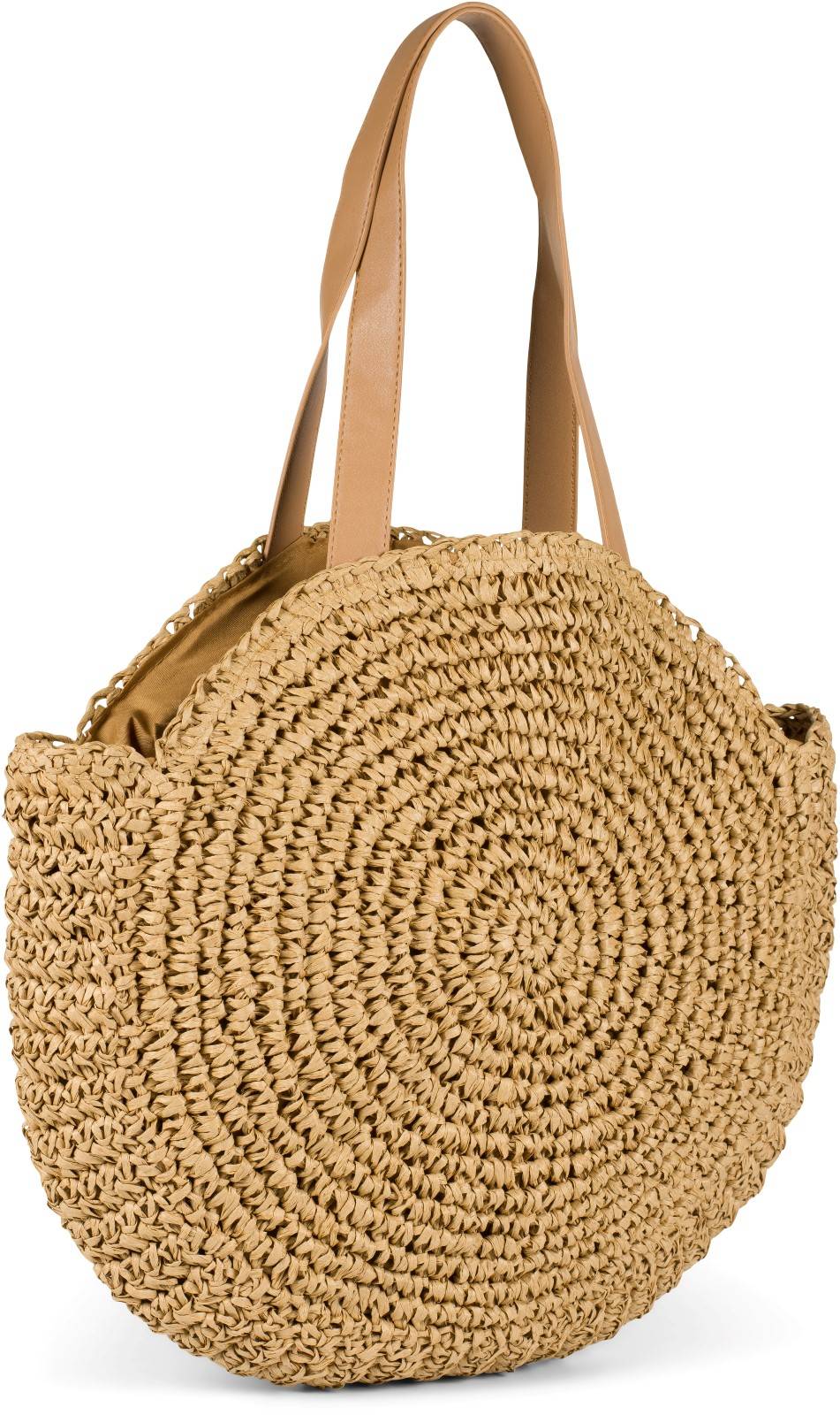 Stylebreaker Runde Flecht Schultertasche - Basttasche Große Rabatte
