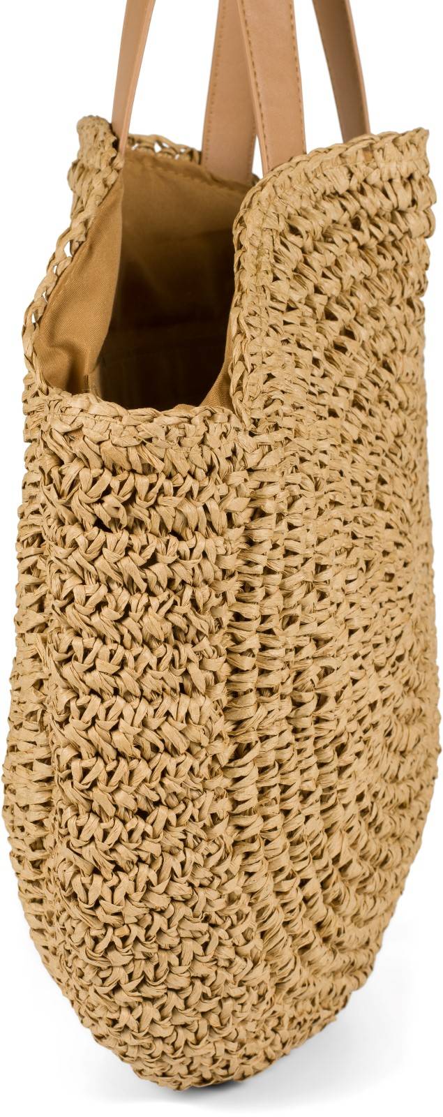 Stylebreaker Runde Flecht Schultertasche - Basttasche Große Rabatte