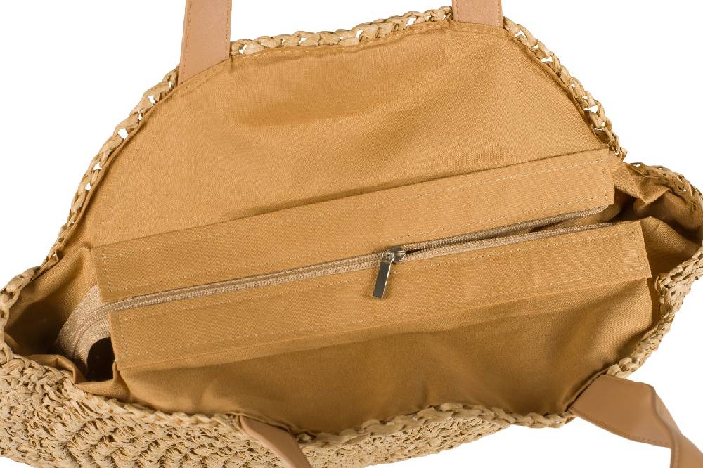 Stylebreaker Runde Flecht Schultertasche - Basttasche Große Rabatte