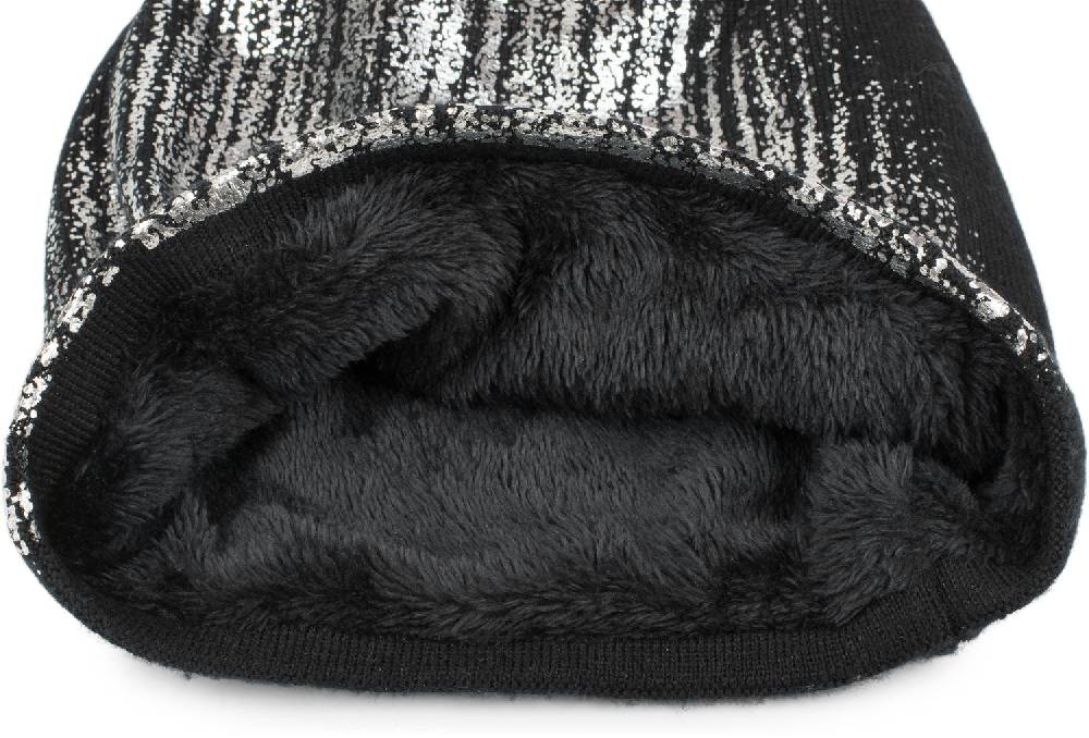 Stylebreaker Feinstrick Beanie mit Metallic Print Discount Store für neue Produkte