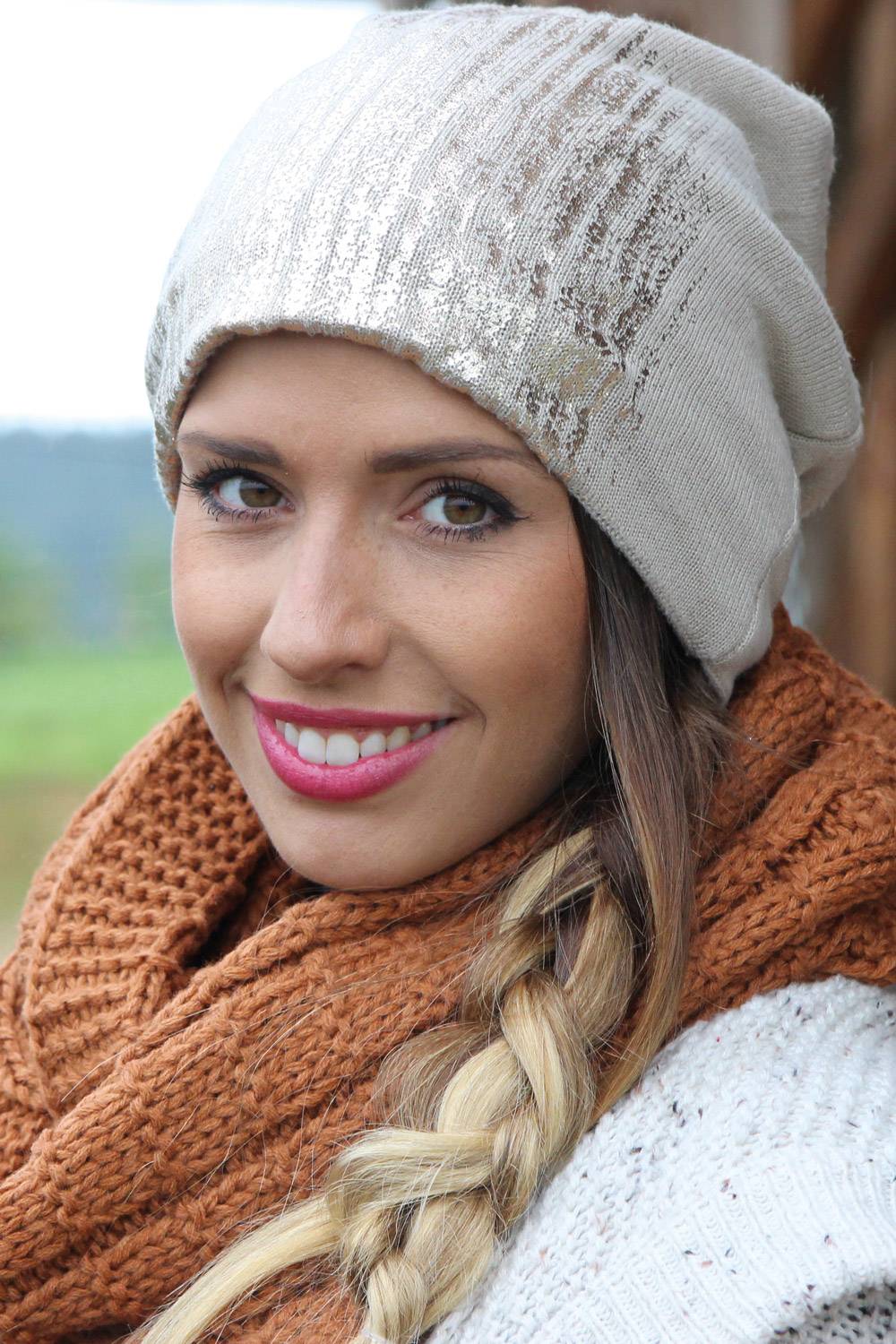 Stylebreaker Feinstrick Beanie mit Metallic Print Discount Store für neue Produkte