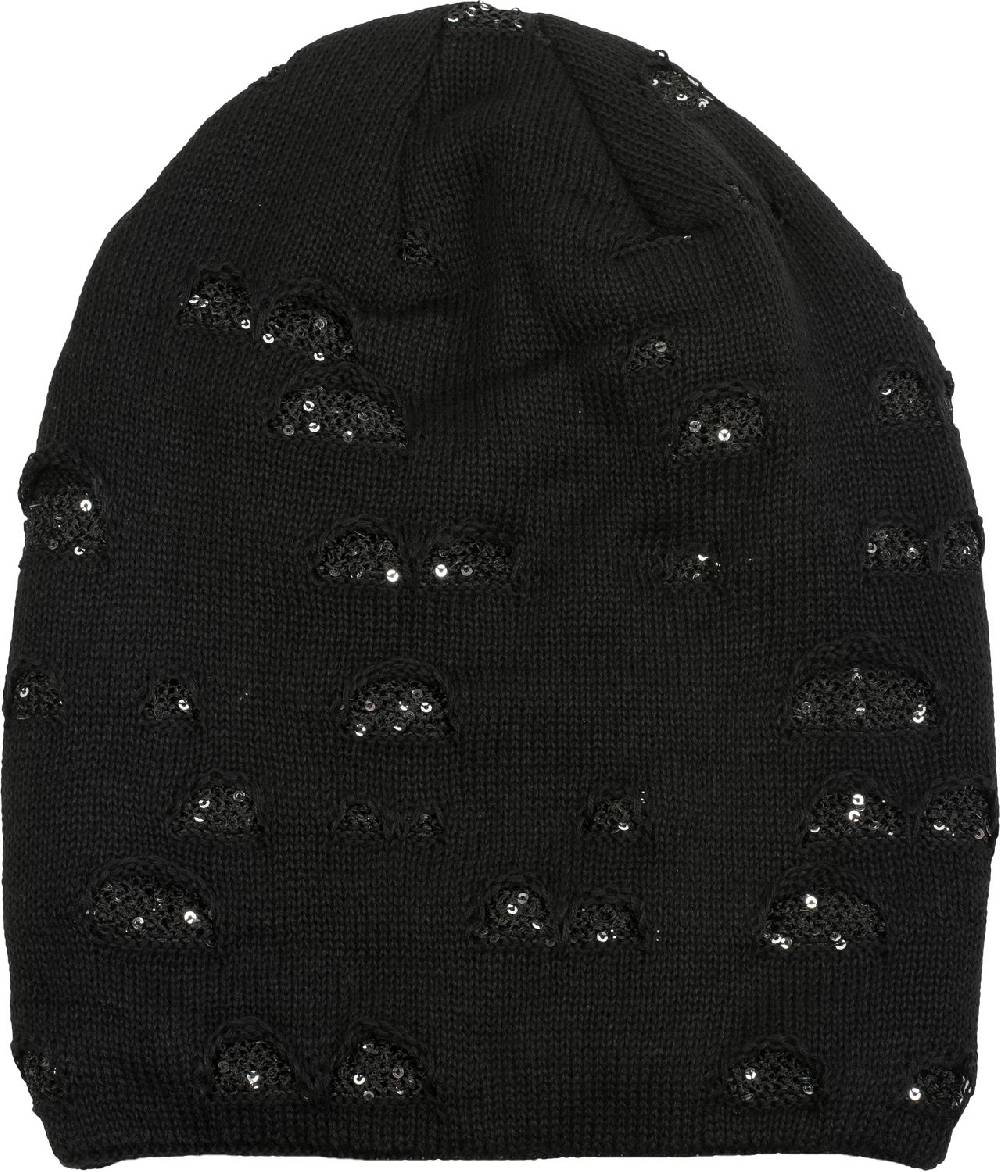 Stylebreaker Feinstrick Beanie mit Pailletten im Destroyed Look Kostenloser Versand international
