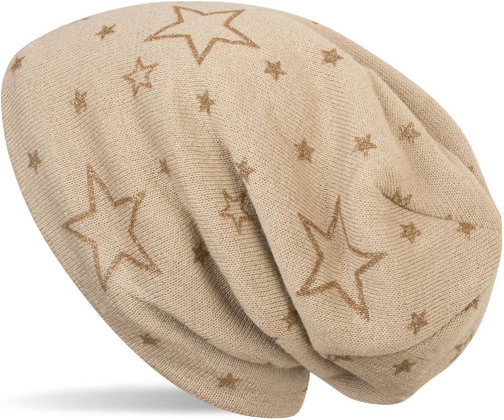 Stylebreaker Feinstrick Beanie mit Glitzer Stern Print Fabrikladen