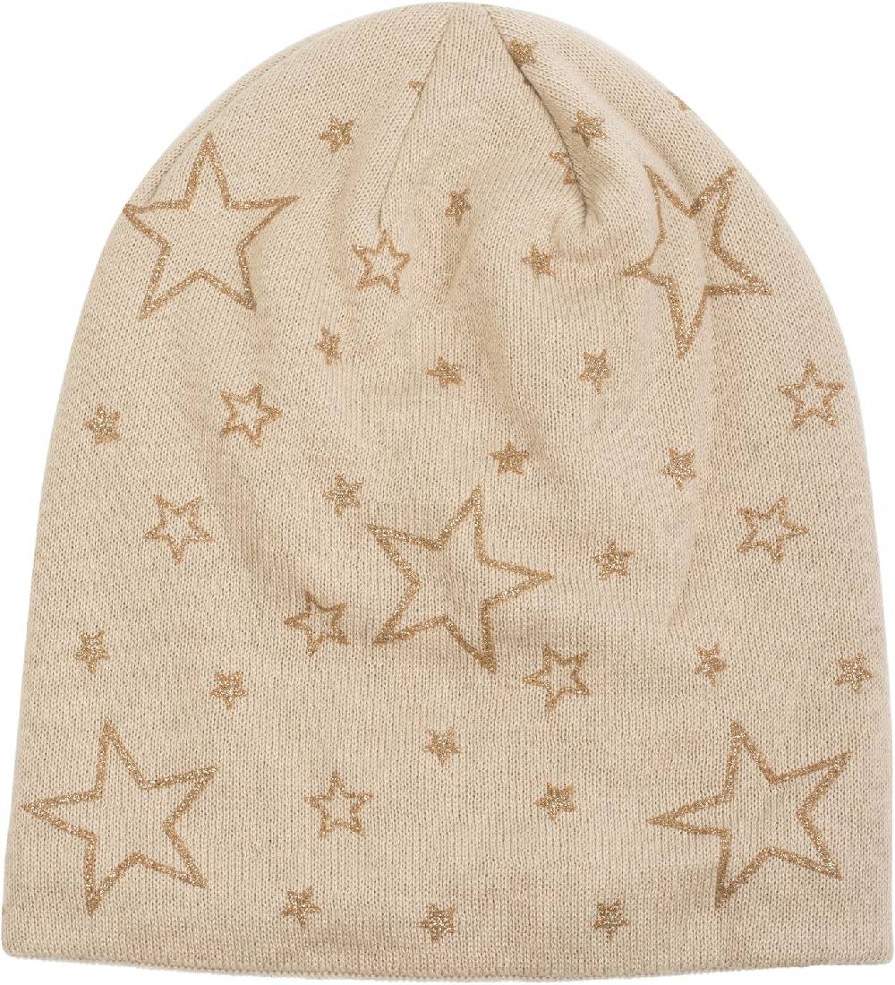 Stylebreaker Feinstrick Beanie mit Glitzer Stern Print Fabrikladen