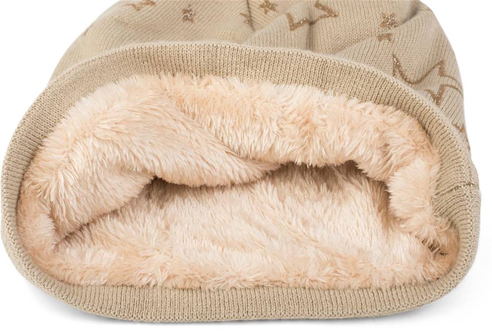 Stylebreaker Feinstrick Beanie mit Glitzer Stern Print Fabrikladen