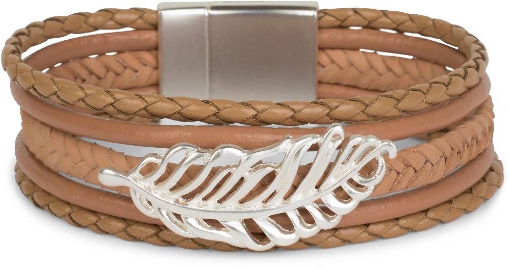 Stylebreaker Flecht Armband mit Feder Schmuck Element Fabrik Onlineshop