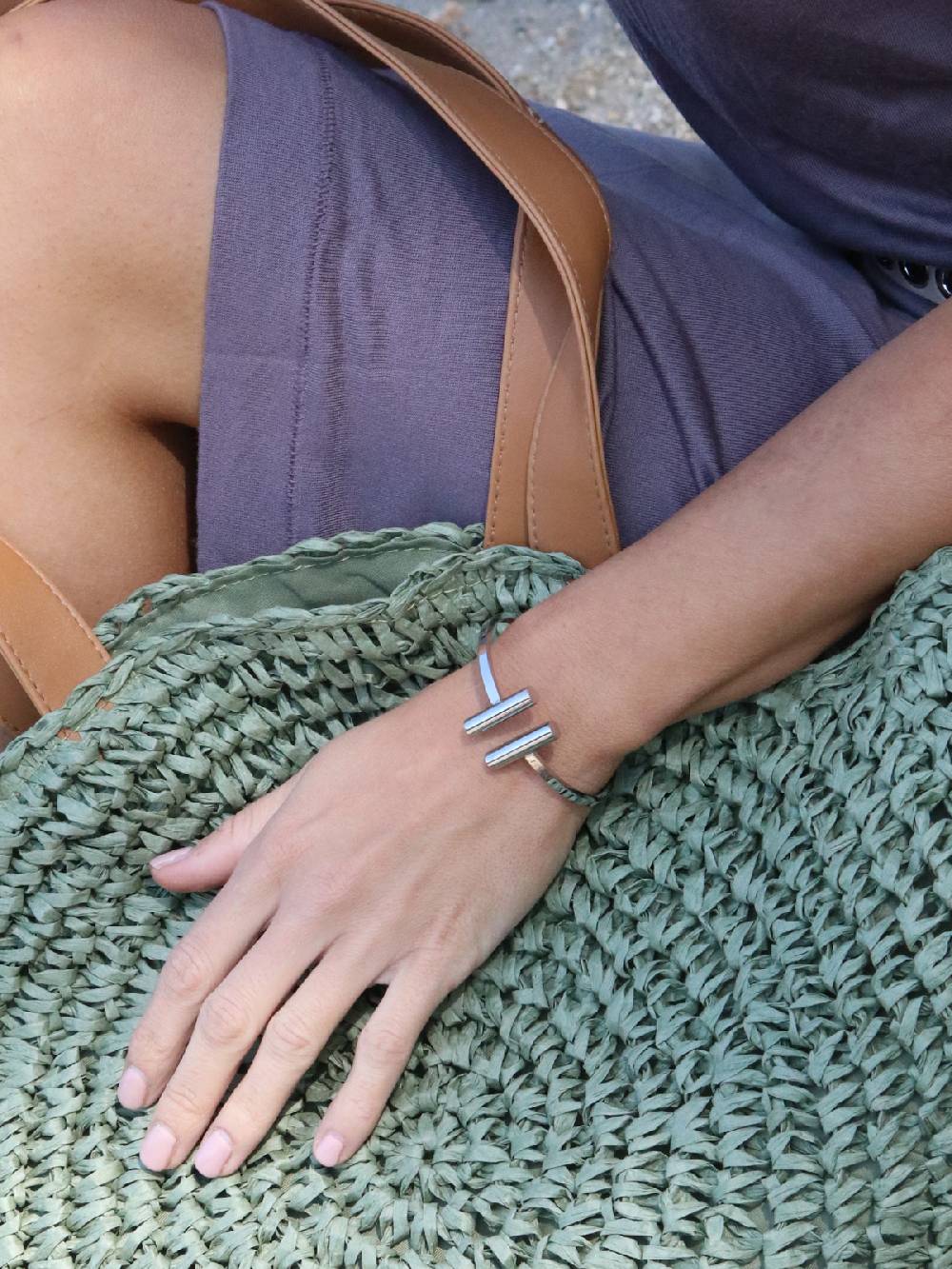 Stylebreaker Edelstahl Armreif mit Stab Schmuck Saisonschlussverkauf