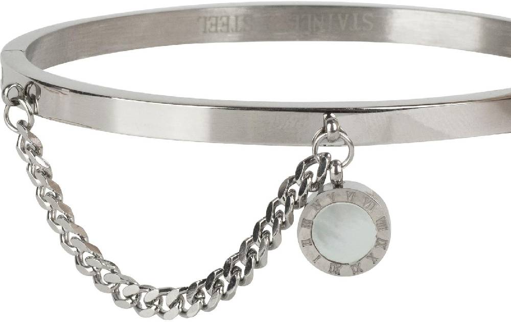 Stylebreaker Edelstahl Armreif mit Kette & Anhänger Online Outlet