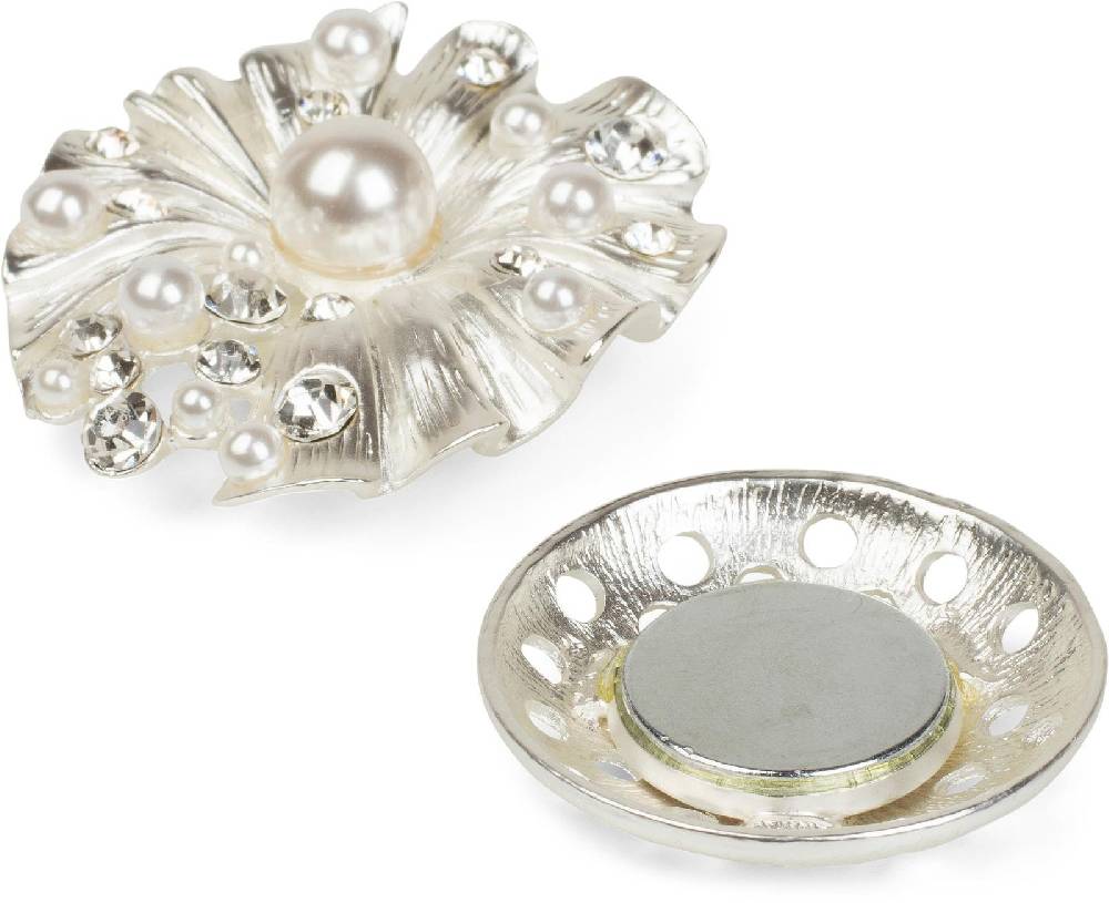 Stylebreaker Muschel Magnet Brosche mit Strass & Perle Kostenlose Rückgabe